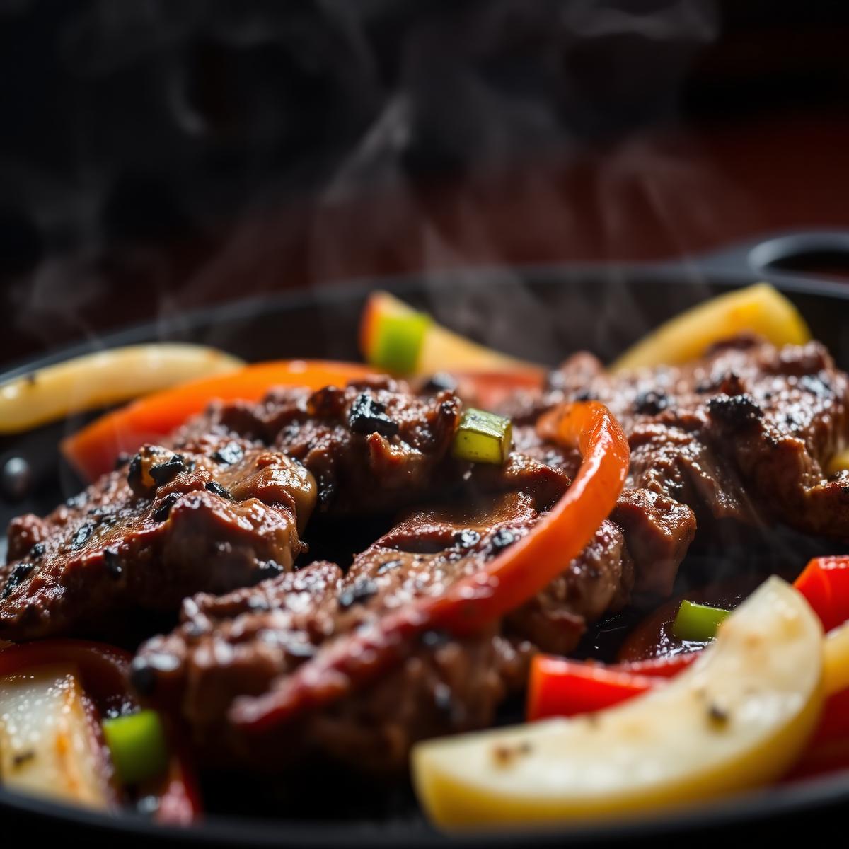 Sizzling steak fajitas