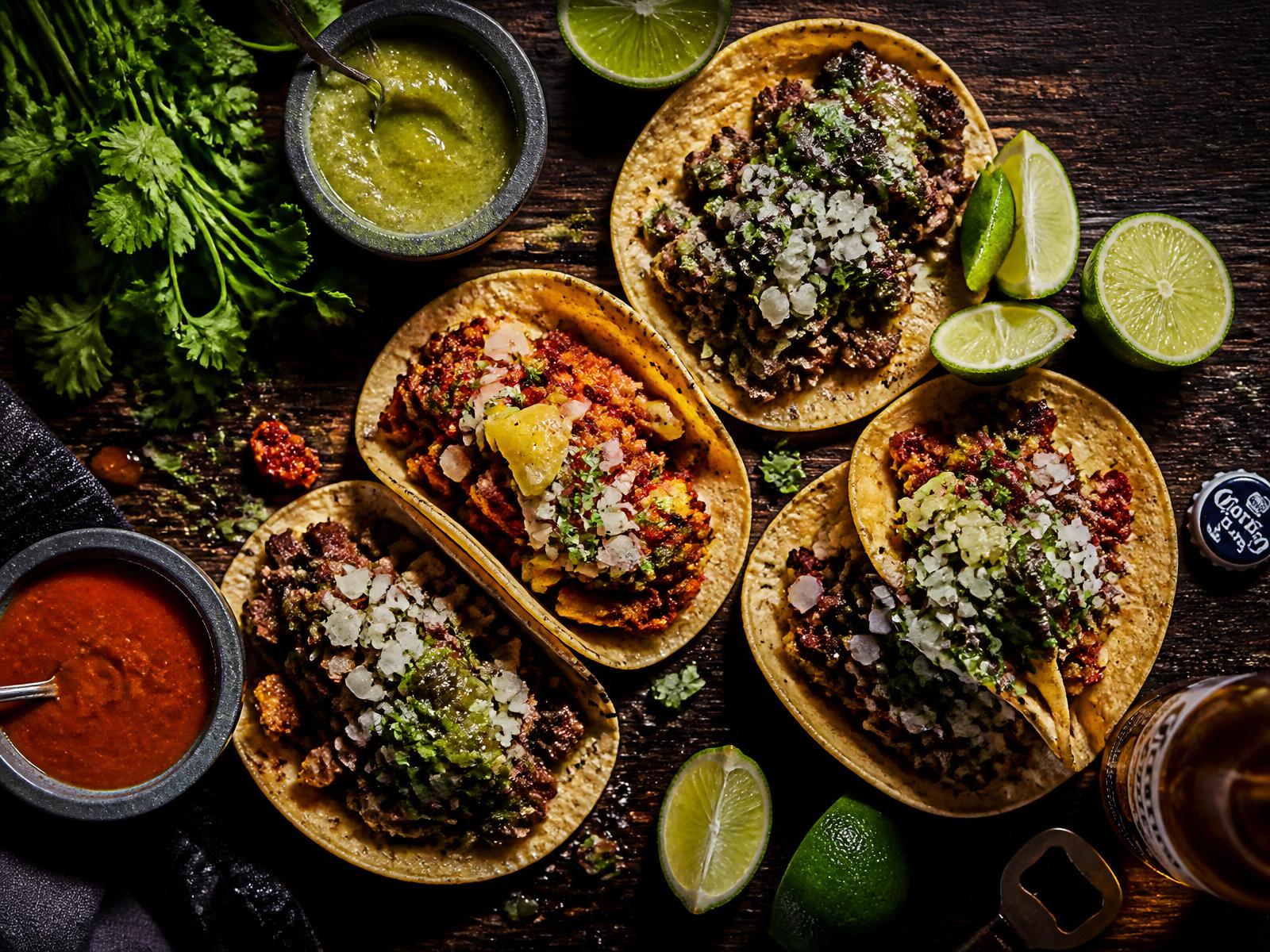Fresh tacos on homemade tortillas